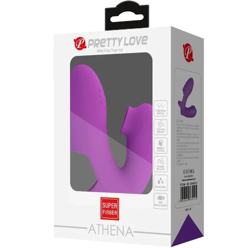 PRETTY LOVE - ATHENA VIBRADOR DE DEDO CON ESTIMULADOR CLÍTORIS MORADO - Nuvica