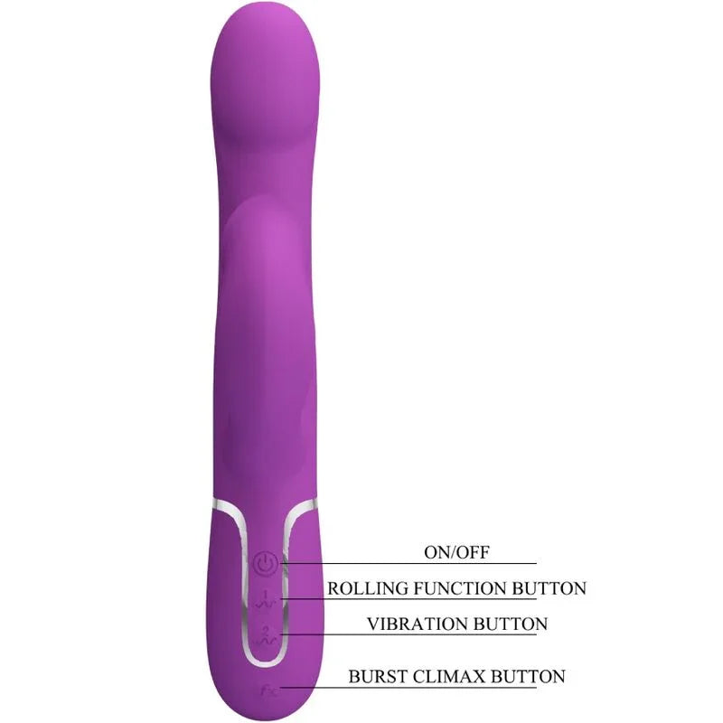 PRETTY LOVE - VIBRADOR & ESTIMULADOR MULTIFUNCIÓN 4 EN 1 MORADO - Nuvica