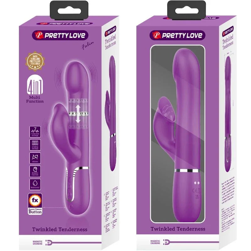 PRETTY LOVE - VIBRADOR & ESTIMULADOR MULTIFUNCIÓN 4 EN 1 MORADO - Nuvica