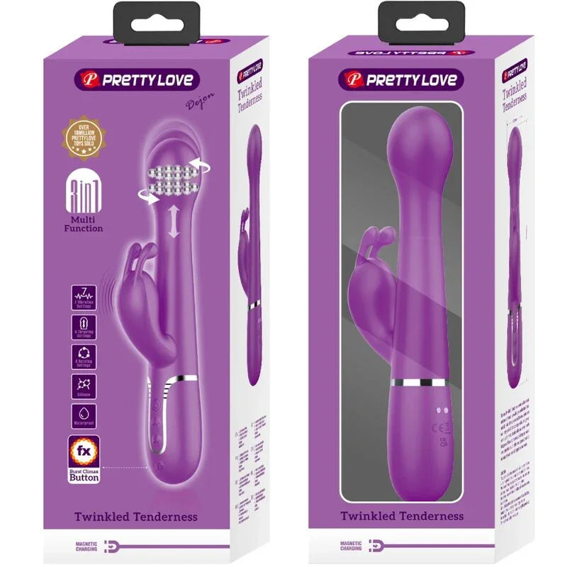 PRETTY LOVE - DEJON VIBRADOR RABBIT MULTIFUNCIÓN 3 EN 1 MORADO - Nuvica