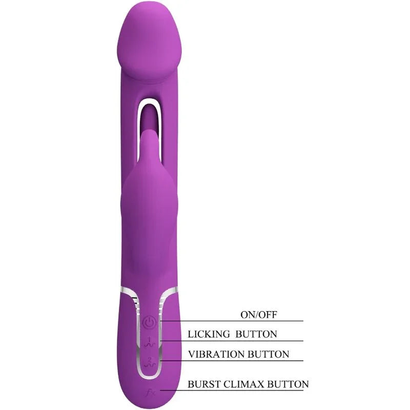 PRETTY LOVE - KAMPAS VIBRADOR RABBIT MULTIFUNCIÓN 3 EN 1 MORADO - Nuvica