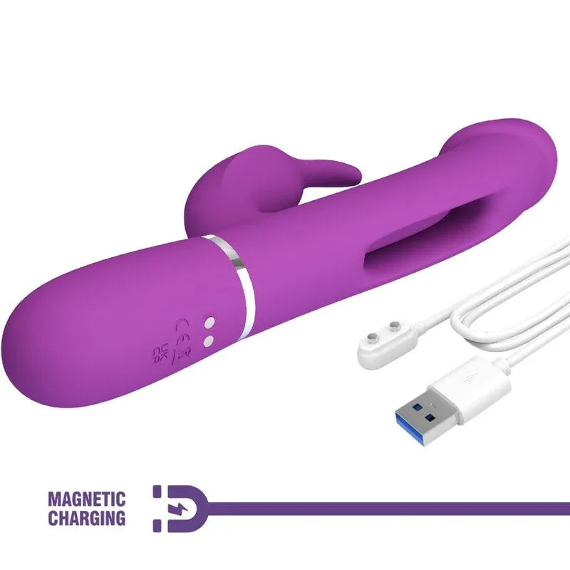 PRETTY LOVE - KAMPAS VIBRADOR RABBIT MULTIFUNCIÓN 3 EN 1 MORADO - Nuvica
