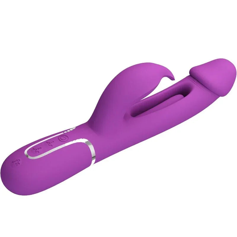 PRETTY LOVE - KAMPAS VIBRADOR RABBIT MULTIFUNCIÓN 3 EN 1 MORADO - Nuvica