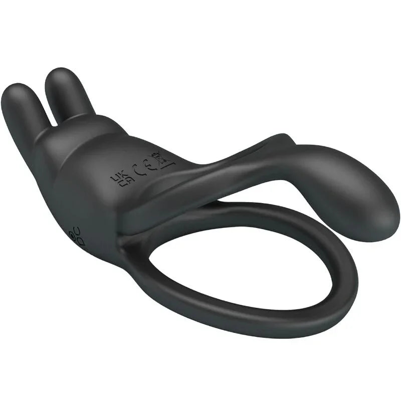 PRETTY LOVE - SETH DOBLE ANILLO VIBRADOR RABBIT 7 VIBRACIONES NEGRO - Nuvica