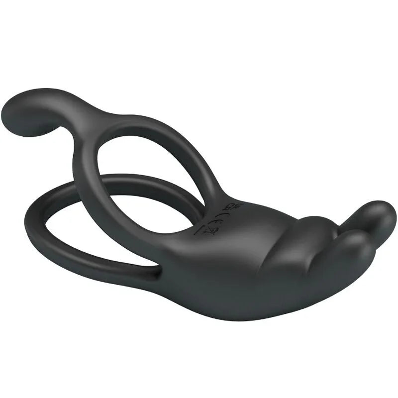 PRETTY LOVE - SETH DOBLE ANILLO VIBRADOR RABBIT 7 VIBRACIONES NEGRO - Nuvica