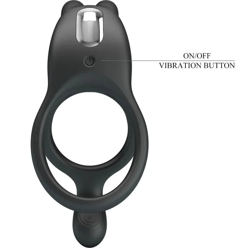 PRETTY LOVE - SETH DOBLE ANILLO VIBRADOR RABBIT 7 VIBRACIONES NEGRO - Nuvica