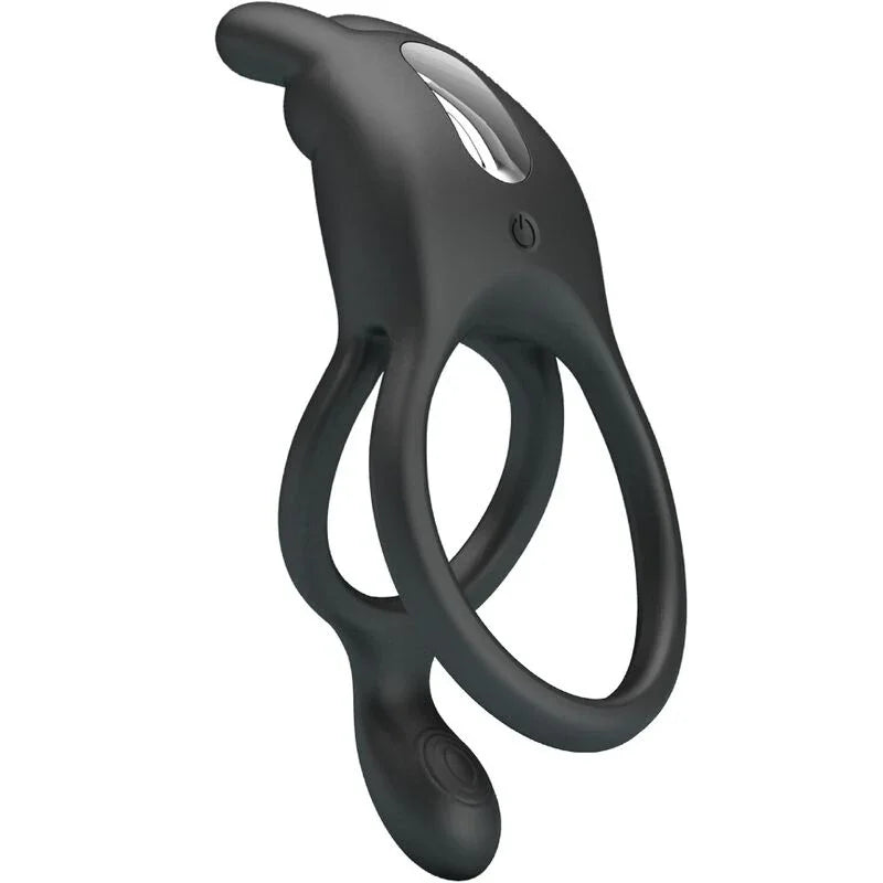 PRETTY LOVE - SETH DOBLE ANILLO VIBRADOR RABBIT 7 VIBRACIONES NEGRO - Nuvica