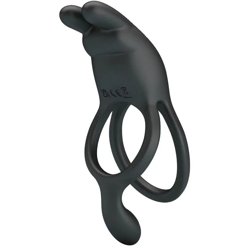 PRETTY LOVE - SETH DOBLE ANILLO VIBRADOR RABBIT 7 VIBRACIONES NEGRO - Nuvica