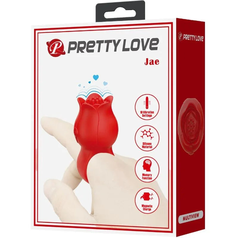 PRETTY LOVE - JAE VIBRADOR DE DEDO FORMA DE ROSA 10 VIBRACIONES ROJO - Nuvica