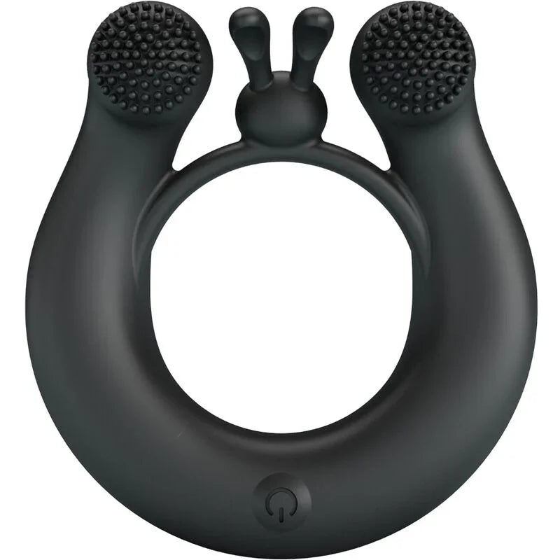 PRETTY LOVE - DAHLIA ANILLO VIBRADOR + ESTIMULADOR DE CLÍTOIS 12 VIBRACIONES NEGRO - Nuvica