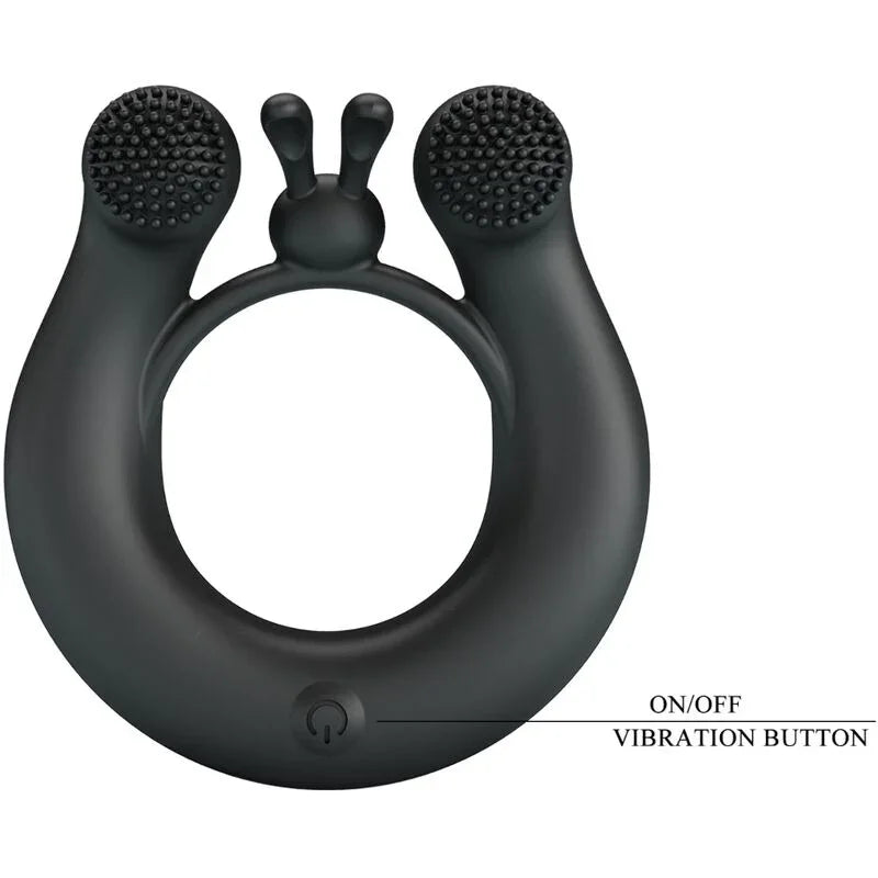 PRETTY LOVE - DAHLIA ANILLO VIBRADOR + ESTIMULADOR DE CLÍTOIS 12 VIBRACIONES NEGRO - Nuvica
