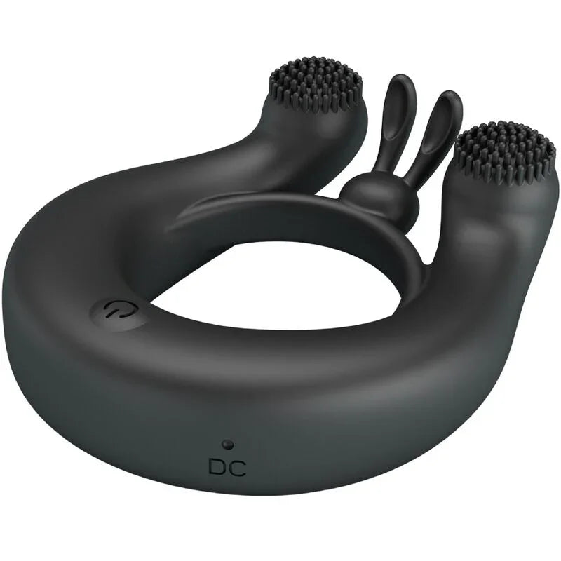PRETTY LOVE - DAHLIA ANILLO VIBRADOR + ESTIMULADOR DE CLÍTOIS 12 VIBRACIONES NEGRO - Nuvica