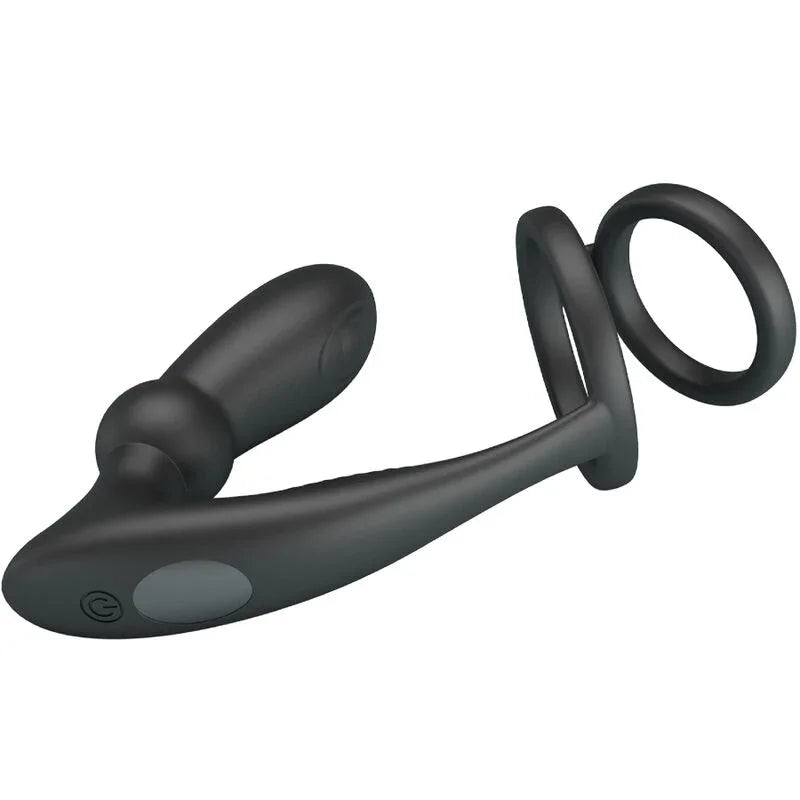 PRETTY LOVE - EMONI ANILLO PENE + PLUG ANAL 12 VIBRACIONES NEGRO - Nuvica