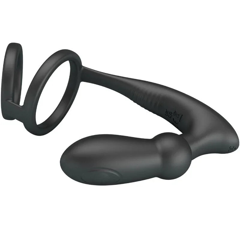 PRETTY LOVE - EMONI ANILLO PENE + PLUG ANAL 12 VIBRACIONES NEGRO - Nuvica