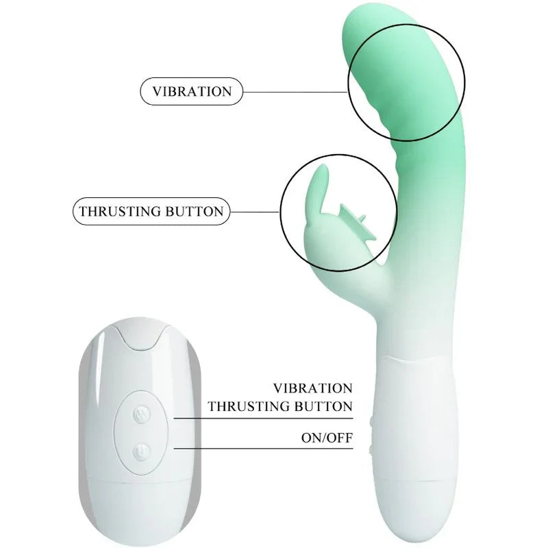 PRETTY LOVE - CERBERUS VIBRADOR RABBIT 3O VIBRACIONES VERDE - Nuvica