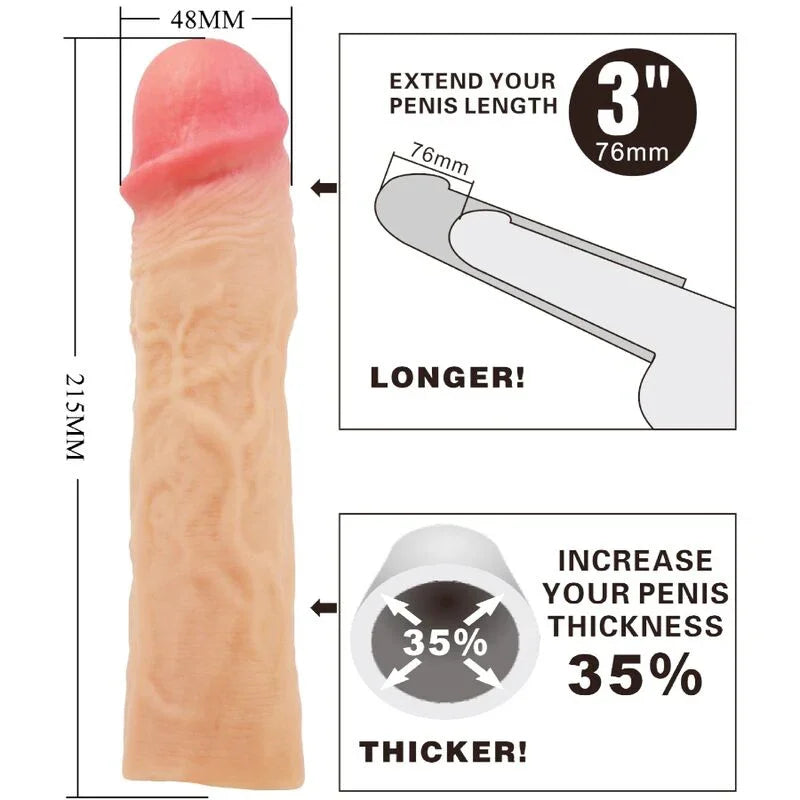 PRETTY LOVE - DEREK FUNDA PENE CON EXTENSIÓN DE 7.6 CM NATURAL - Nuvica