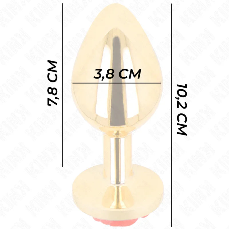 KINK - PLUG ANAL DORADO ROSA ROJA TALLA L - Nuvica