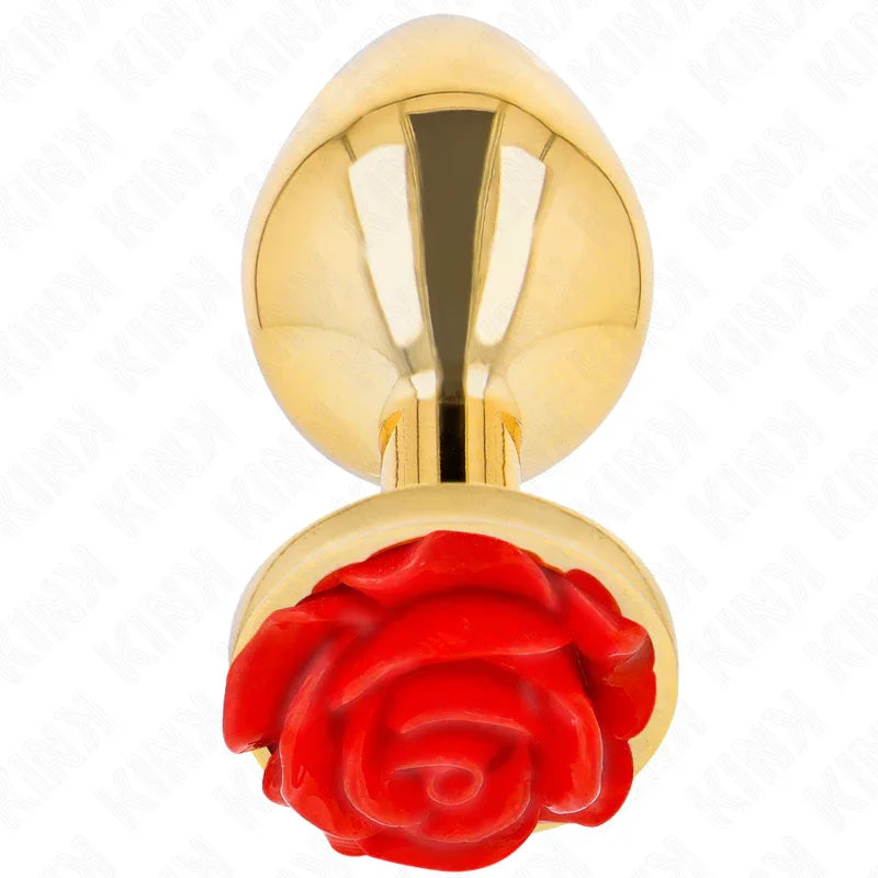 KINK - PLUG ANAL DORADO ROSA ROJA TALLA L - Nuvica