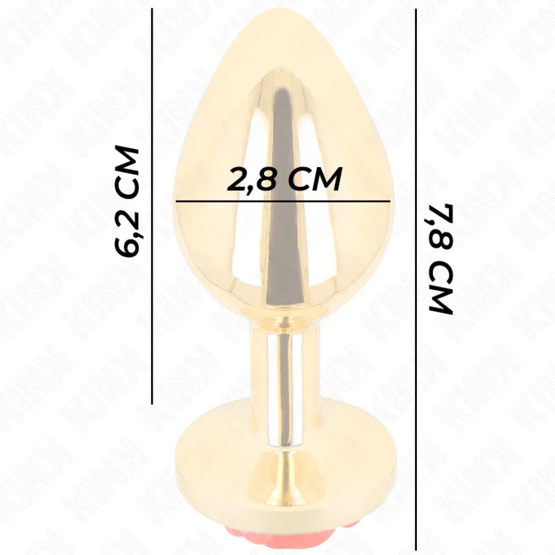 KINK - PLUG ANAL DORADO ROSA ROJA TALLA S - Nuvica