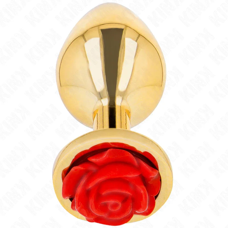 KINK - PLUG ANAL DORADO ROSA ROJA TALLA M - Nuvica