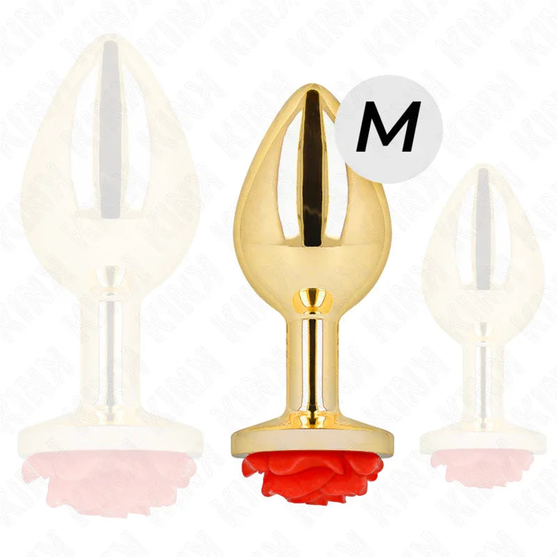 KINK - PLUG ANAL DORADO ROSA ROJA TALLA M - Nuvica