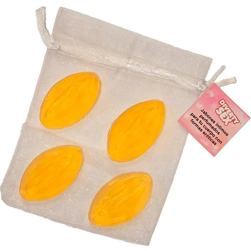DIABLO PICANTE - 4 MINI JABONES FORMA VAGINA AMARILLO - Nuvica