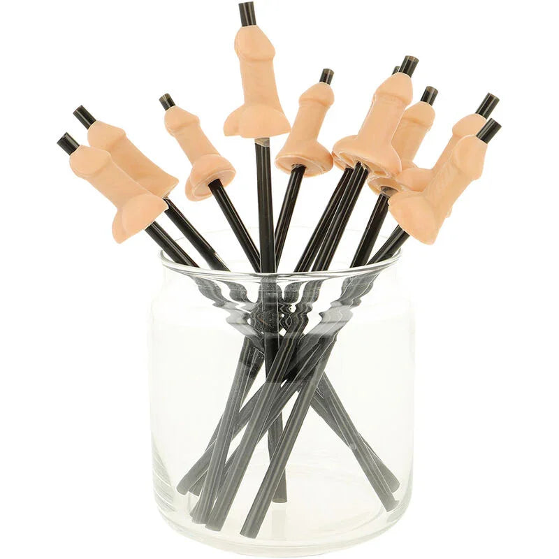 DIABLO PICANTE - BOLSA 10 PAJITAS PENE NATURAL - Nuvica