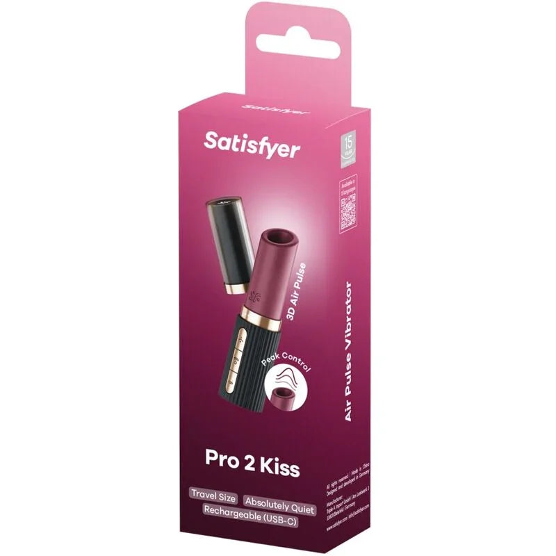 SATISFYER - PRO 2 KISS ESTIMULADOR CLÍTORIS POR ONDAS GRANATE / NEGRO - Nuvica