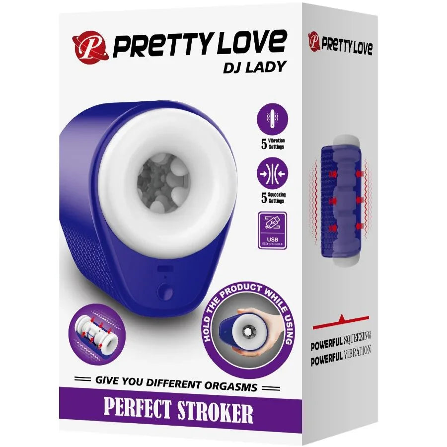 PRETTY LOVE - DJ LADY MASTURBADOR MASCULINO CON VIBRACIÓN 5 CONFIGURACIONES MORADO - Nuvica