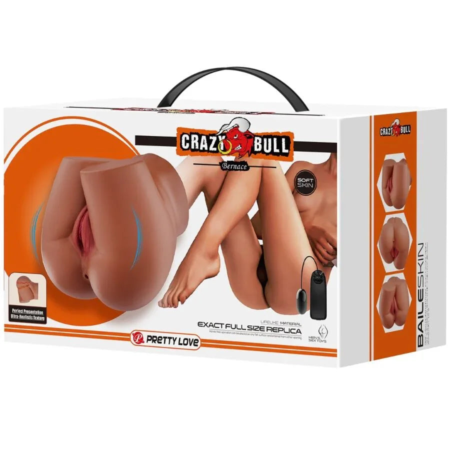 CRAZY BULL - BERNACE TRASERO VIBRADOR CON VAGINA Y ANO REALÍSTICO NATURAL CONTROL REMOTO - Nuvica