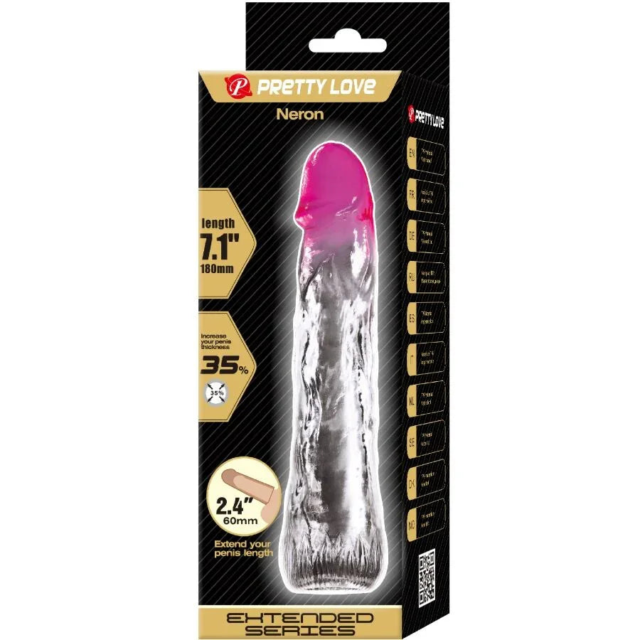 PRETTY LOVE - NERON FUNDA REALÍSTICA ALARGADORA DE 6 CM PARA PENE ROSA - Nuvica
