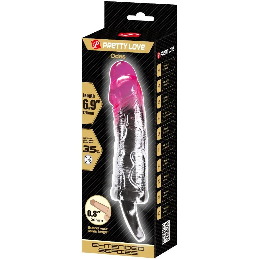 PRETTY LOVE - ODES FUNDA REALÍSTICA ALARGADORA DE 2 CM PARA PENE ROSA - Nuvica