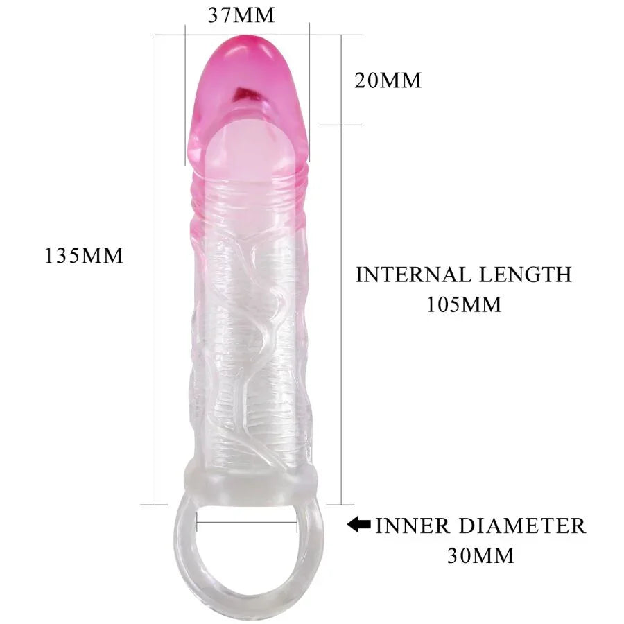 PRETTY LOVE - ODES FUNDA REALÍSTICA ALARGADORA DE 2 CM PARA PENE ROSA - Nuvica