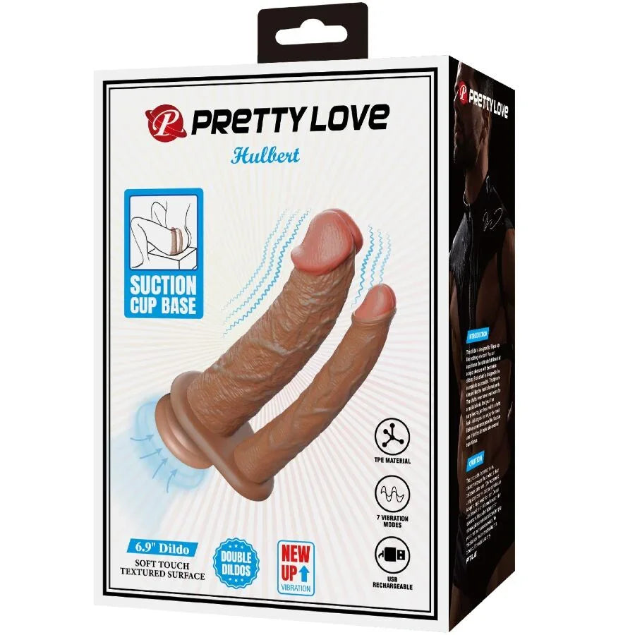 PRETTY LOVE - HULBERT DOBLE DILDO REALÍSTICO CON VIBRACIÓN MULATO - Nuvica