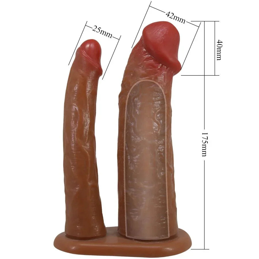 PRETTY LOVE - YAIRON FUNDA PARA PENE DOBLE CON EXTENSIÓN DE 4 CM MULATO - Nuvica