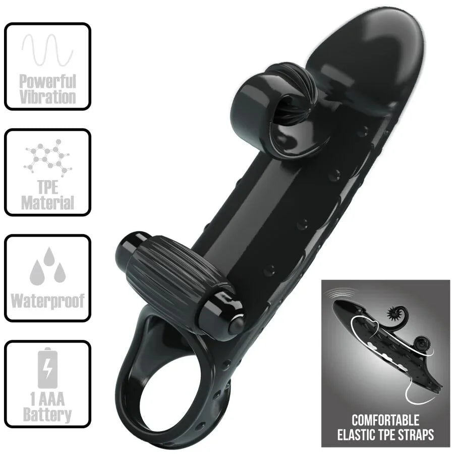 ROMANCE - FUNDA PARA PENE CON VIBRACIÓN NEGRO - Nuvica