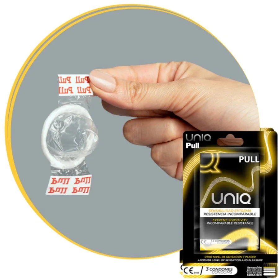 UNIQ - PULL PRESERVATIVOS CON TIRAS SIN LÁTEX 3 UNIDADES - Nuvica