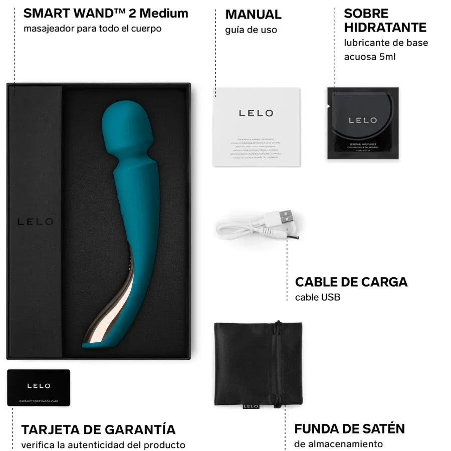 LELO - MASAJEADOR SMART MEDIUM WAND 2 VERDE AGUA - Nuvica