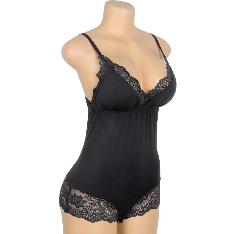 SUBBLIME - TEDDY DETALLE ENCAJE FLORAL NEGRO L/XL - Nuvica