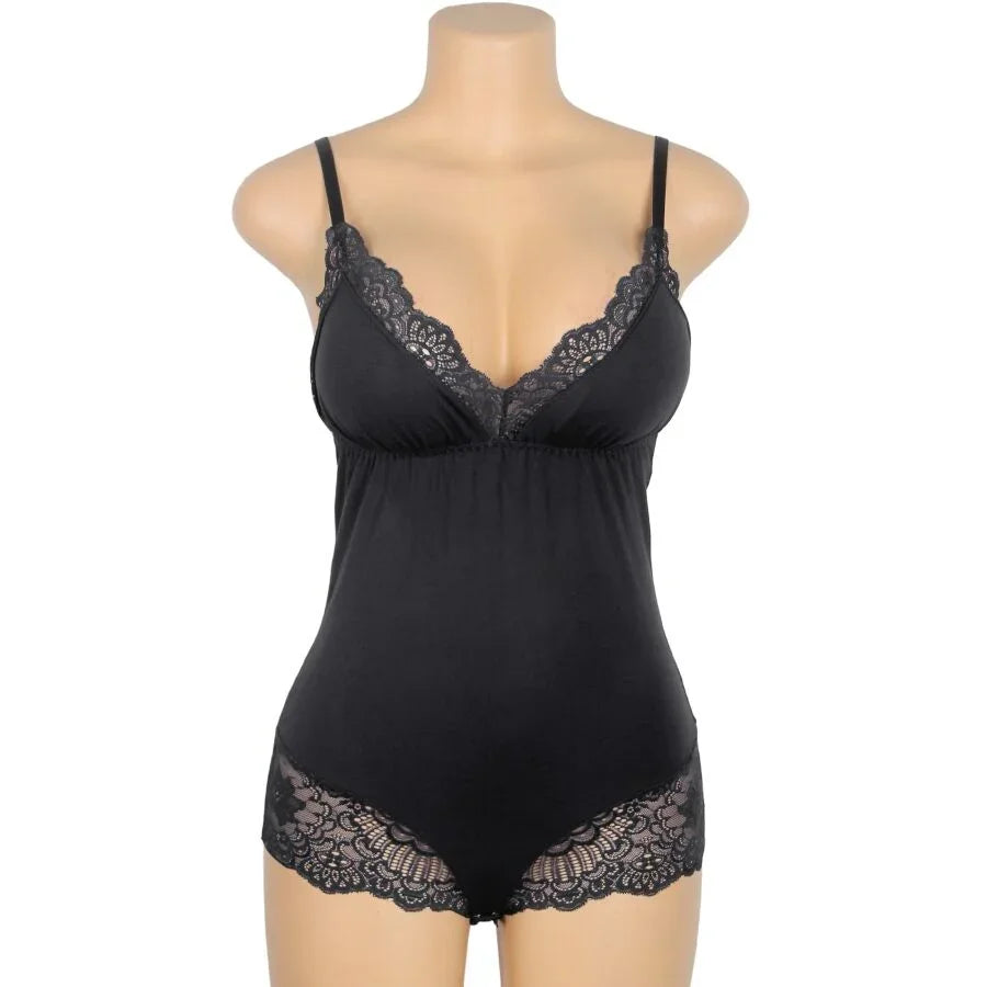 SUBBLIME - TEDDY DETALLE ENCAJE FLORAL NEGRO L/XL - Nuvica