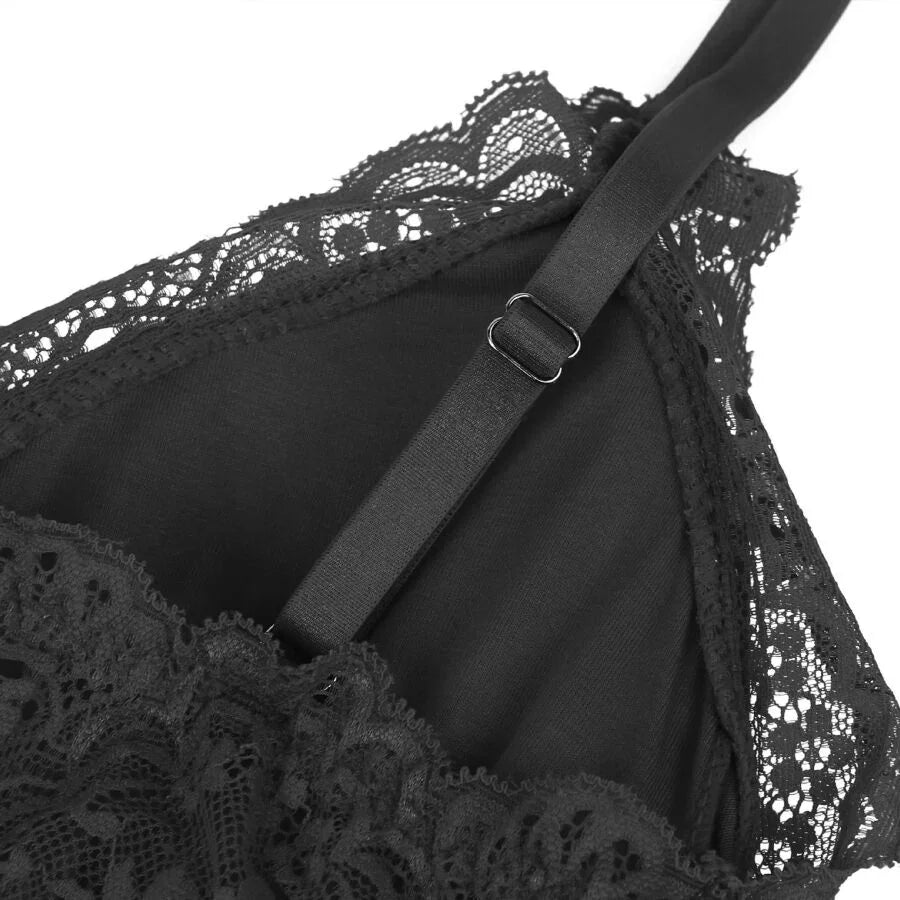 SUBBLIME - TEDDY DETALLE ENCAJE FLORAL NEGRO L/XL - Nuvica
