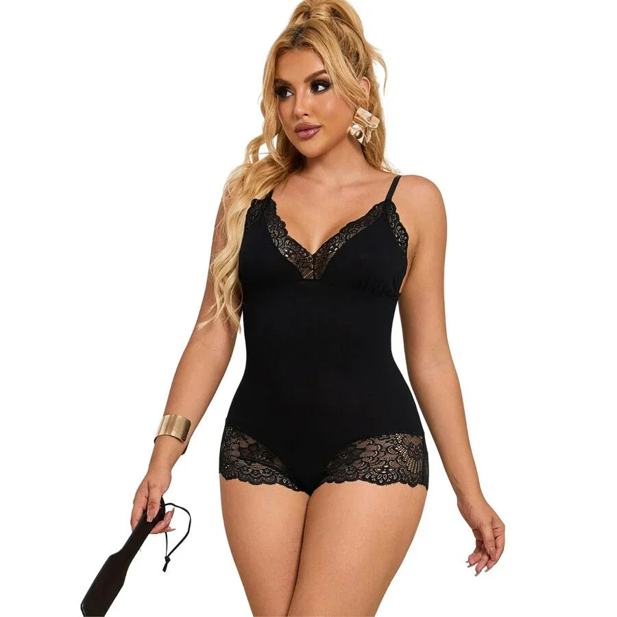 SUBBLIME - TEDDY DETALLE ENCAJE FLORAL NEGRO L/XL - Nuvica