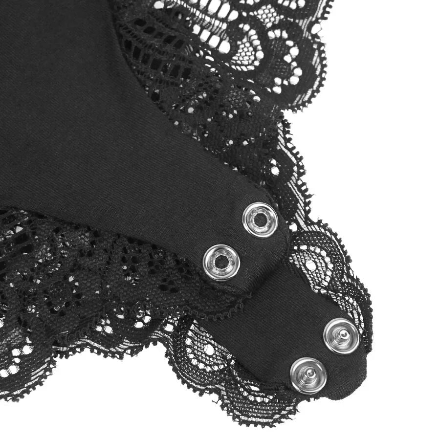 SUBBLIME - TEDDY DETALLE ENCAJE FLORAL NEGRO L/XL - Nuvica