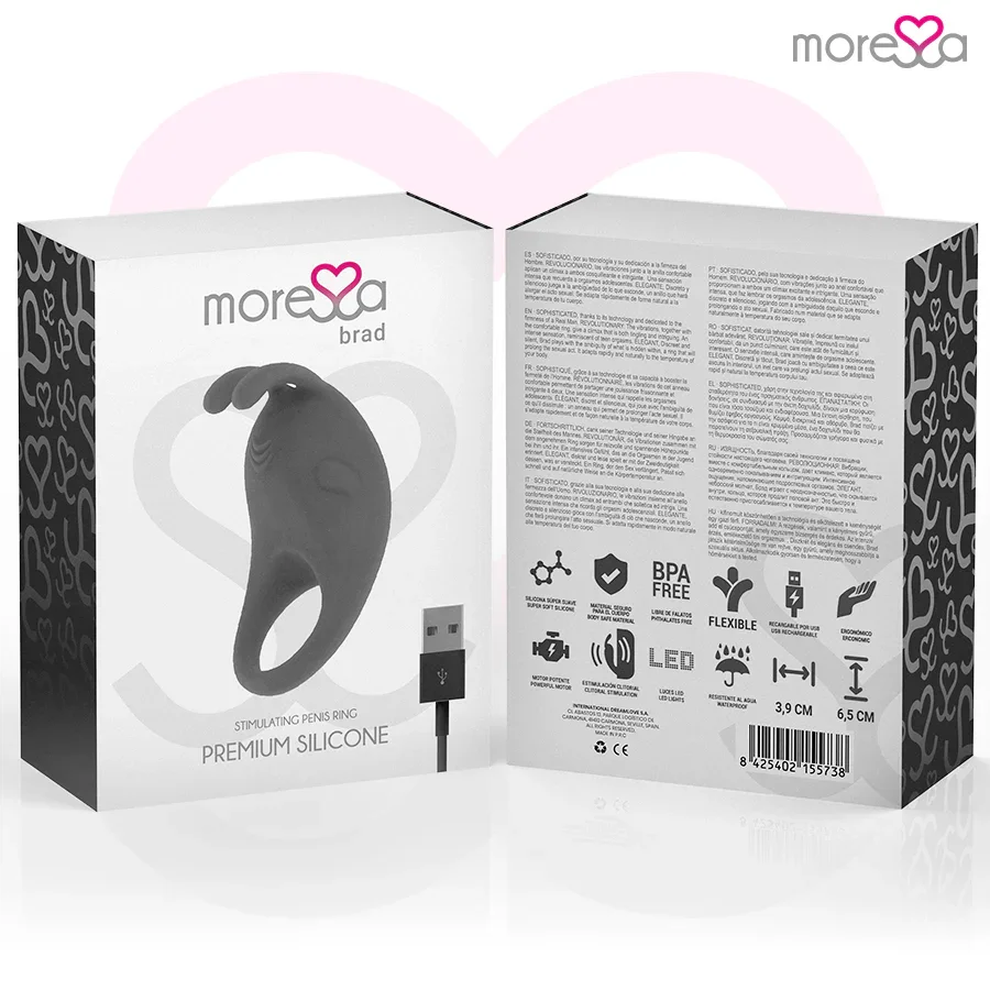 MORESSA - BRAD PREMIUM SILICONE RECARGABLE NEGRO - Nuvica