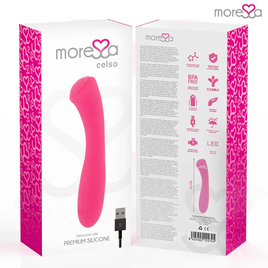 MORESSA - CELSO MASAJEADOR DUO PUNTO G Y SUERO PELVICO PREMIUM SILICONE RECARGABLE - Nuvica