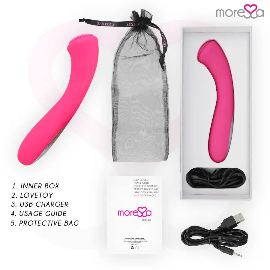 MORESSA - CELSO MASAJEADOR DUO PUNTO G Y SUERO PELVICO PREMIUM SILICONE RECARGABLE - Nuvica