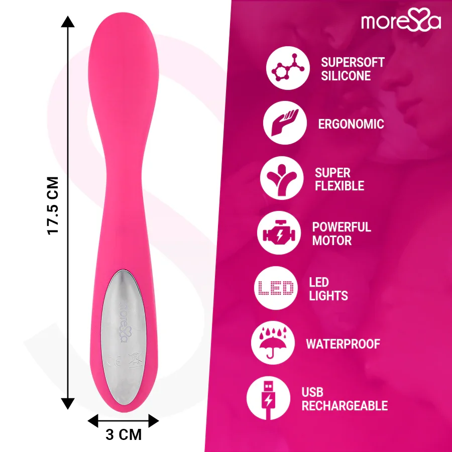 MORESSA - DRUSO MASAJEADOR DUO PUNTO G Y SUERO PELVICO PREMIUM SILICONE RECARGABLE - Nuvica