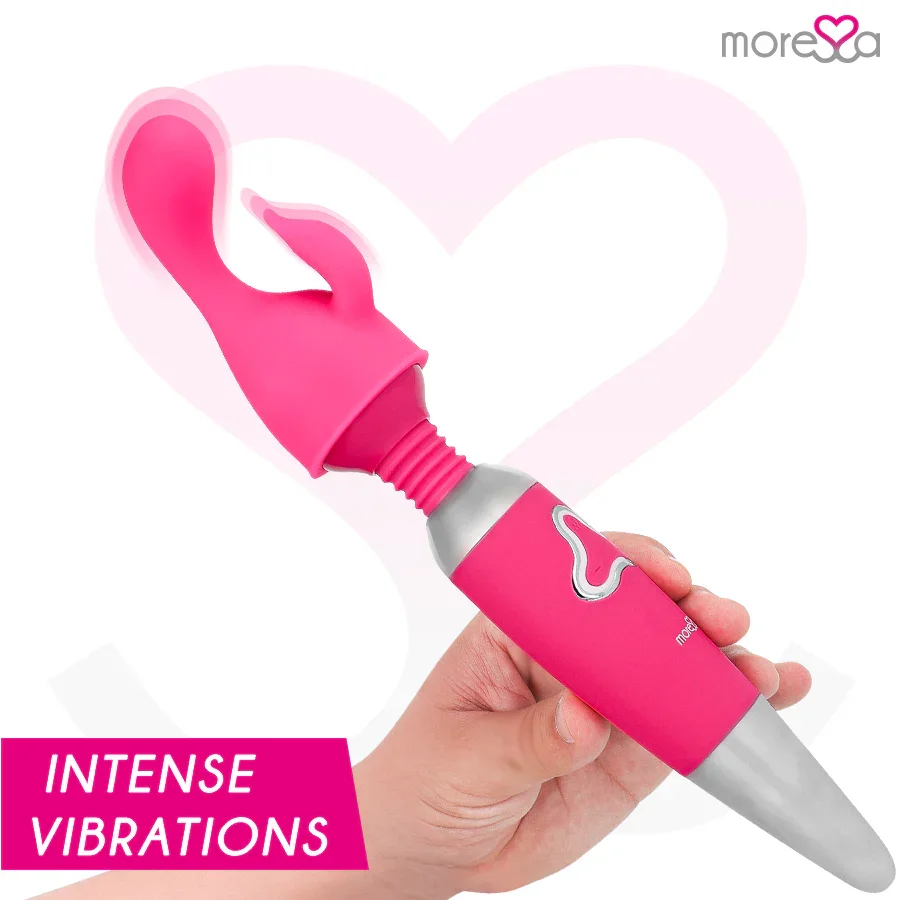 MORESSA - ODILON WAND POTENTE MOTOR MAS DOS CABEZALES PREMIUM SILICONE RECARGABLE - Nuvica
