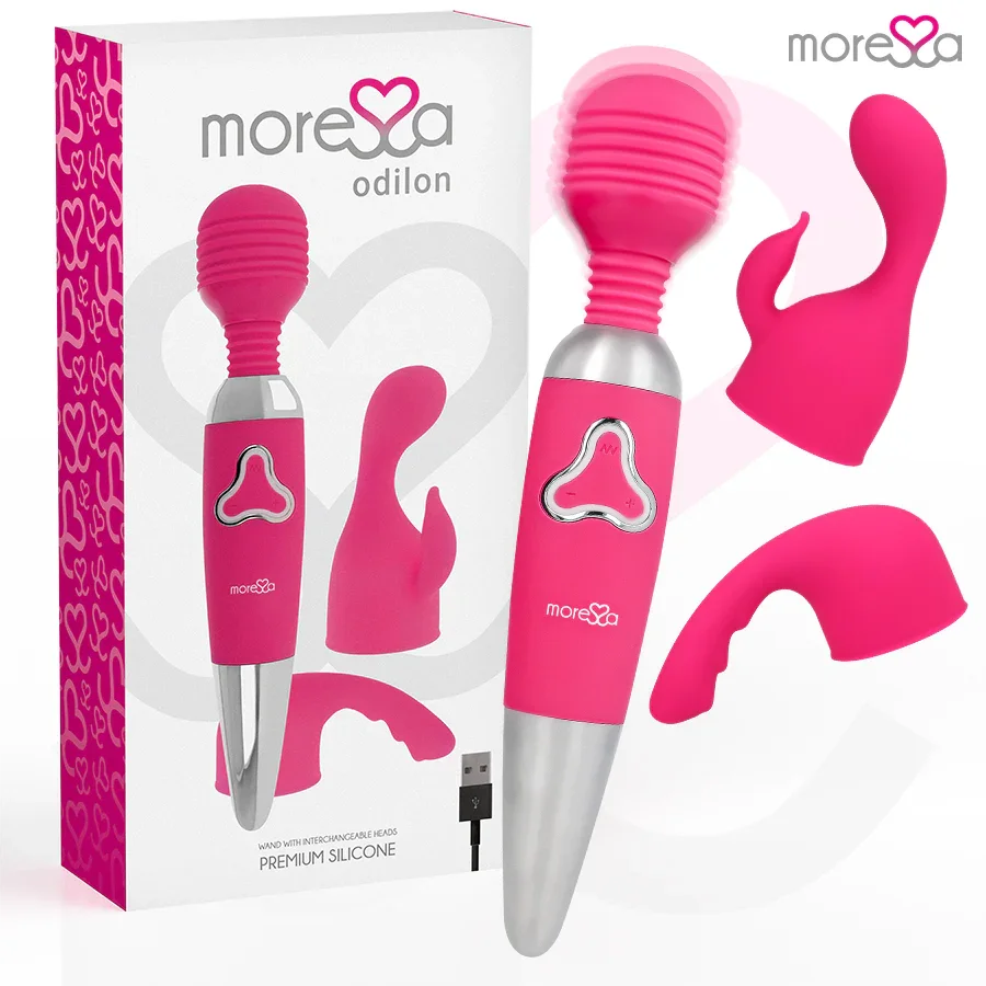 MORESSA - ODILON WAND POTENTE MOTOR MAS DOS CABEZALES PREMIUM SILICONE RECARGABLE - Nuvica