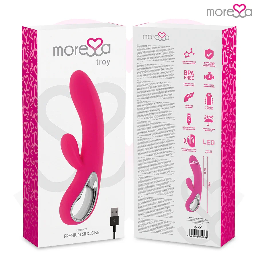 MORESSA - TROY MASAJEADOR PUNTO G Y CLITORIS PREMIUM SILICONE RECARGABLE - Nuvica